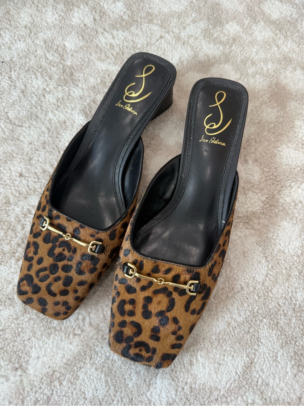 Reserved Leopard Print Slip-On Mules with Gold Bit